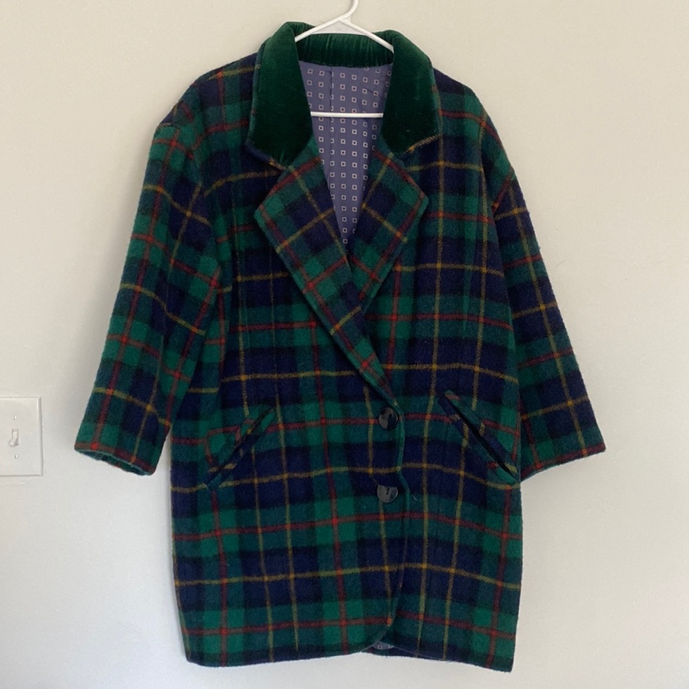 Green & Navy Plaid Pea Coat - Women's Classic Plaid Jacket